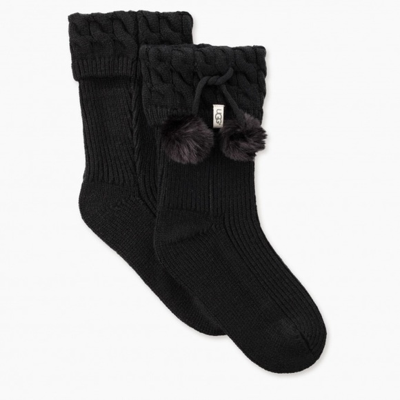 UGG Accessories - UGG PomPom Short Rain Boot Sock NWT Black